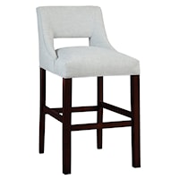 Contemporary Upholstered Barstool with Wood Legs