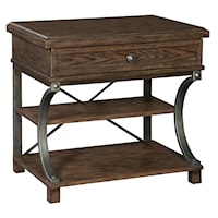 Rustic Single Drawer Nightstand with 2-Shelves