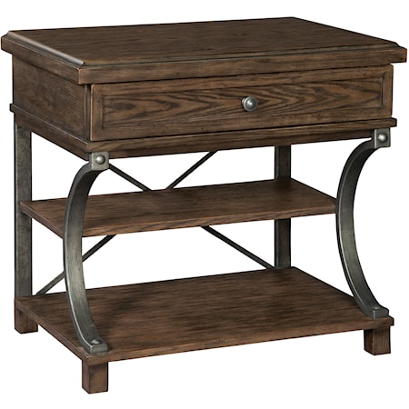 Rustic Single Drawer Nightstand with 2-Shelves