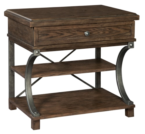 Rustic Single Drawer Nightstand with 2-Shelves