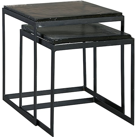 Industrial Nesting Twin Square Side Tables