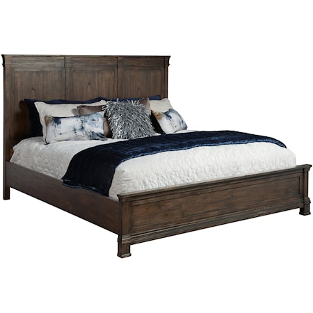 Rustic California King Panel Bed with Crown Molding