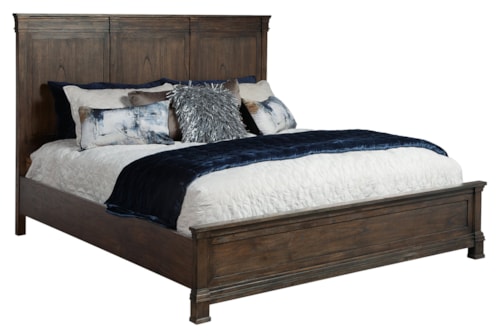 Rustic California King Panel Bed with Crown Molding