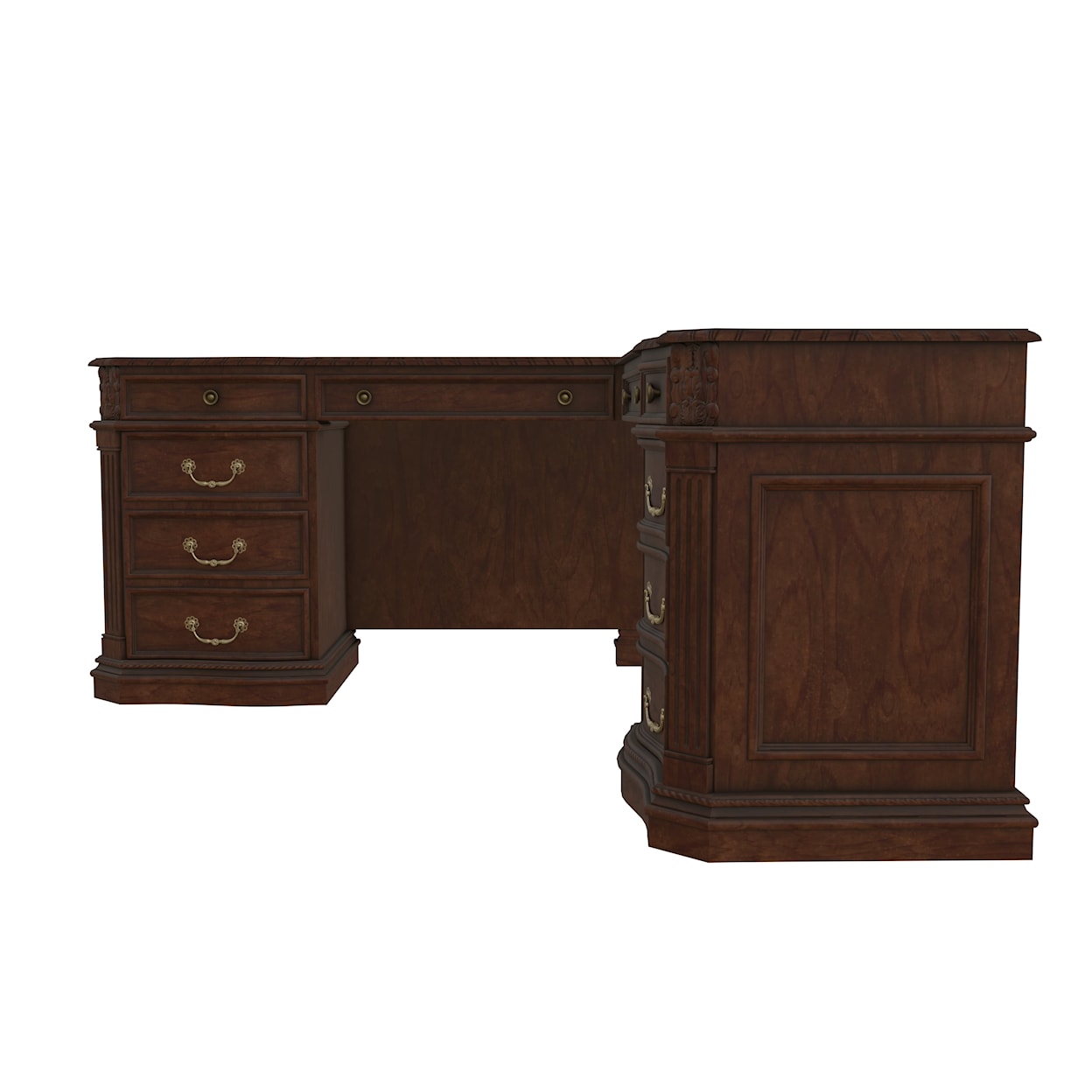 Hekman Old World Walnut Burl Executive L-shape Desk