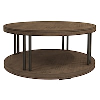 Rustic Round Coffe Table with Metal Framing