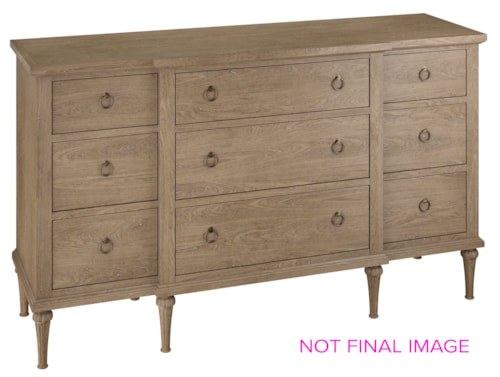 Transitional 9-Drawer Dresser with Tapered Legs