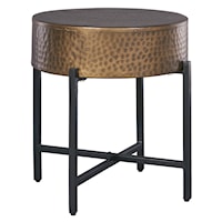 Transitional Antique Copper Side Table with Hand-Hammered Patina