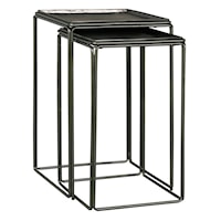 Industrial Square Nesting Tables with Tray Tops