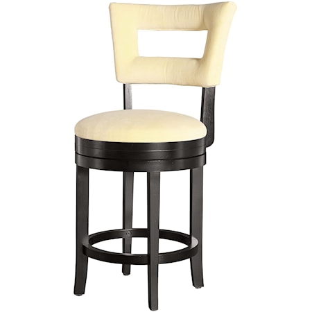 Contemporary Upholstered Swivel Counter Stool with Open Back