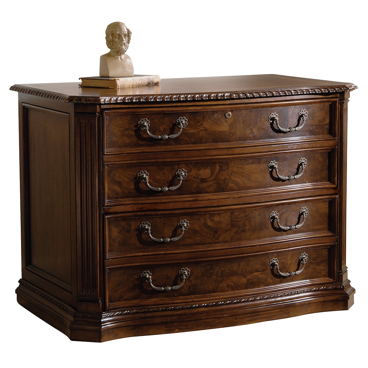 Hekman Old World Walnut Burl Executive File Cabinet