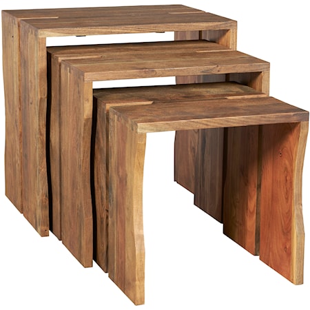 Rustic Nesting Tables with Natural Finish