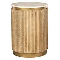 Transitional Round Side Table with Tambour Base