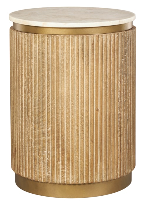 Transitional Round Side Table with Tambour Base