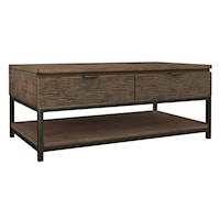 Rustic 2-Drawer Coffee Table with Nickel Hardware