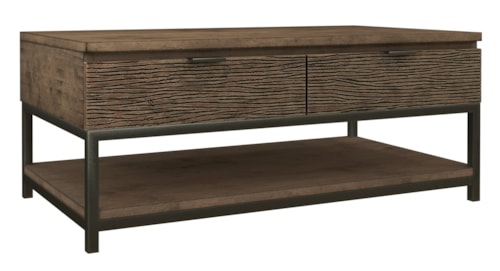 Rustic 2-Drawer Coffee Table with Nickel Hardware