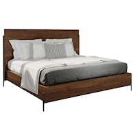 Rustic California King Panel Bed with Iron Legs