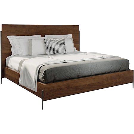 Rustic California King Panel Bed with Iron Legs
