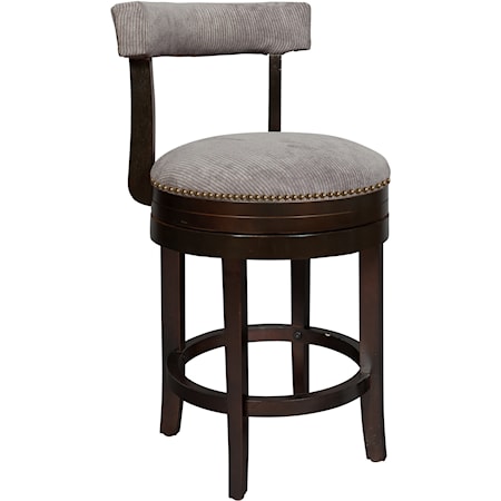 Contemporary Open Back Upholstered Swivel Counter Stool