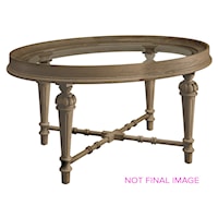 Traditional Oval Coffee Table with Glass Top