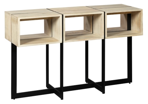 Contemporary Geometric Sofa Table with Open Storage
