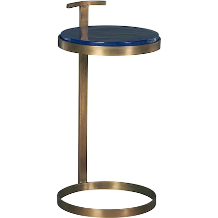 Contemporary Round Chairside Table with Poured Glass Top