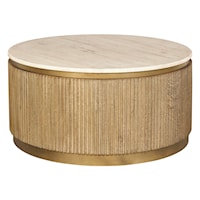 Transitional Round Coffee Table with Tambour Base