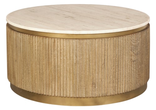 Transitional Round Coffee Table with Tambour Base