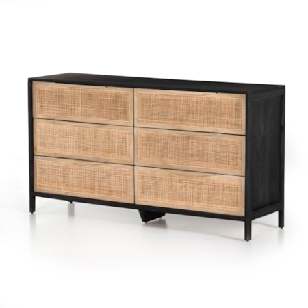 Sydney 6 Drawer Dresser Natural Cane