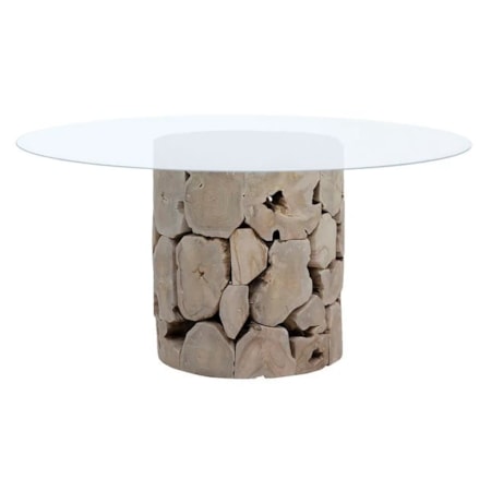 Round 60" Dining Tbl Teak Bleached