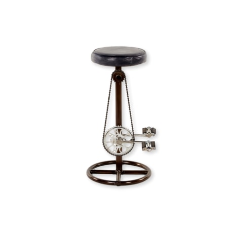 SPENCER BICYCLE BAR STOOL BLACK LEATHER/IRON