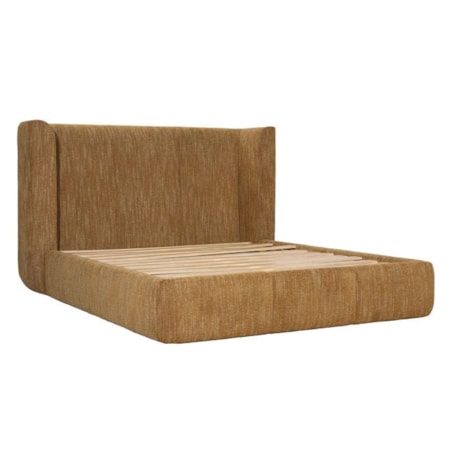 Queen Upholstered Bed Mustard