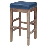 Valencia Bonded Leather Counter Stool , Vintage Blue