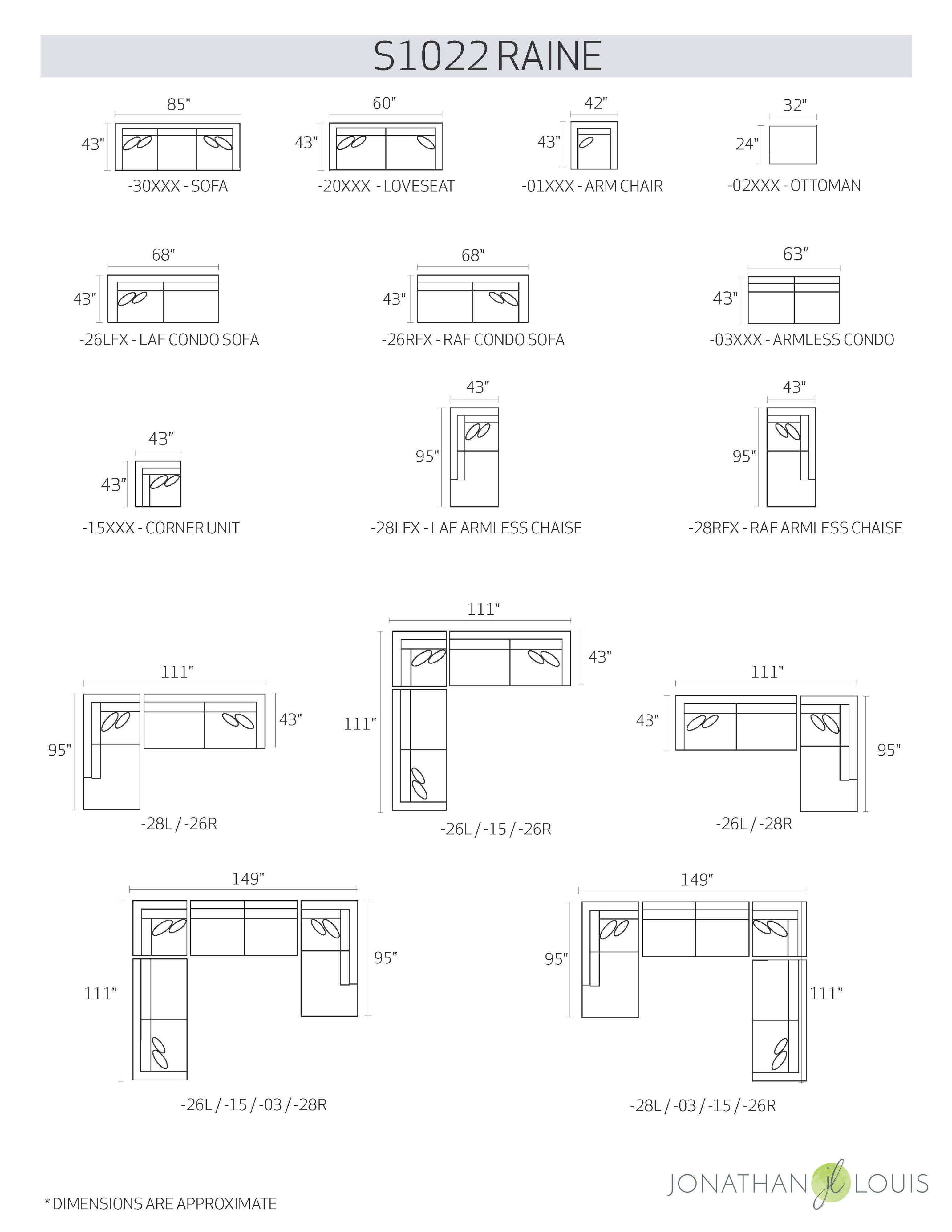 Joyful Living Raine S1022 S1022 Raine Sectional Reeds Furniture Sectional Sofa Groups