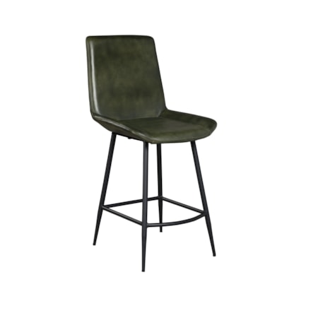 Gabriel Counter Stool Iron/Green Leather