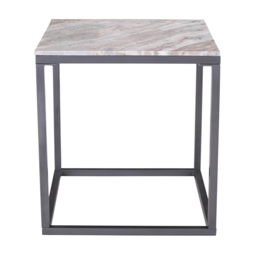 Transitional End Table with Marble Top