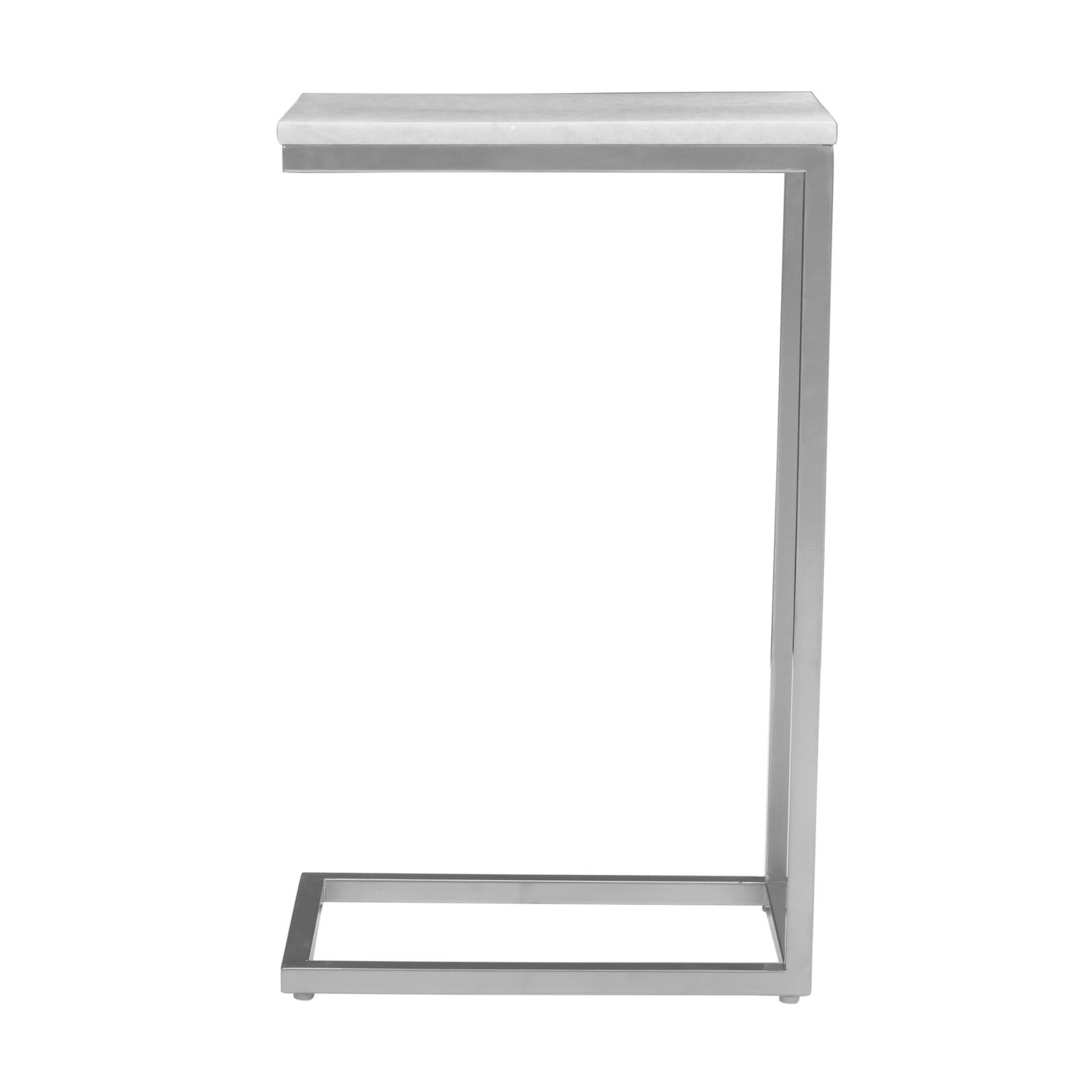 White Marble C-Table With Chrome 2/Ctn