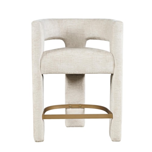 Contemporary Upholstered Counter Stool with Open Back