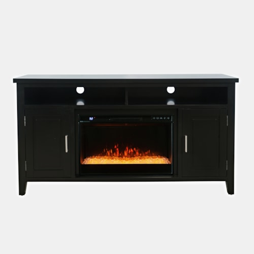 Transitional Fireplace with Crystal Display