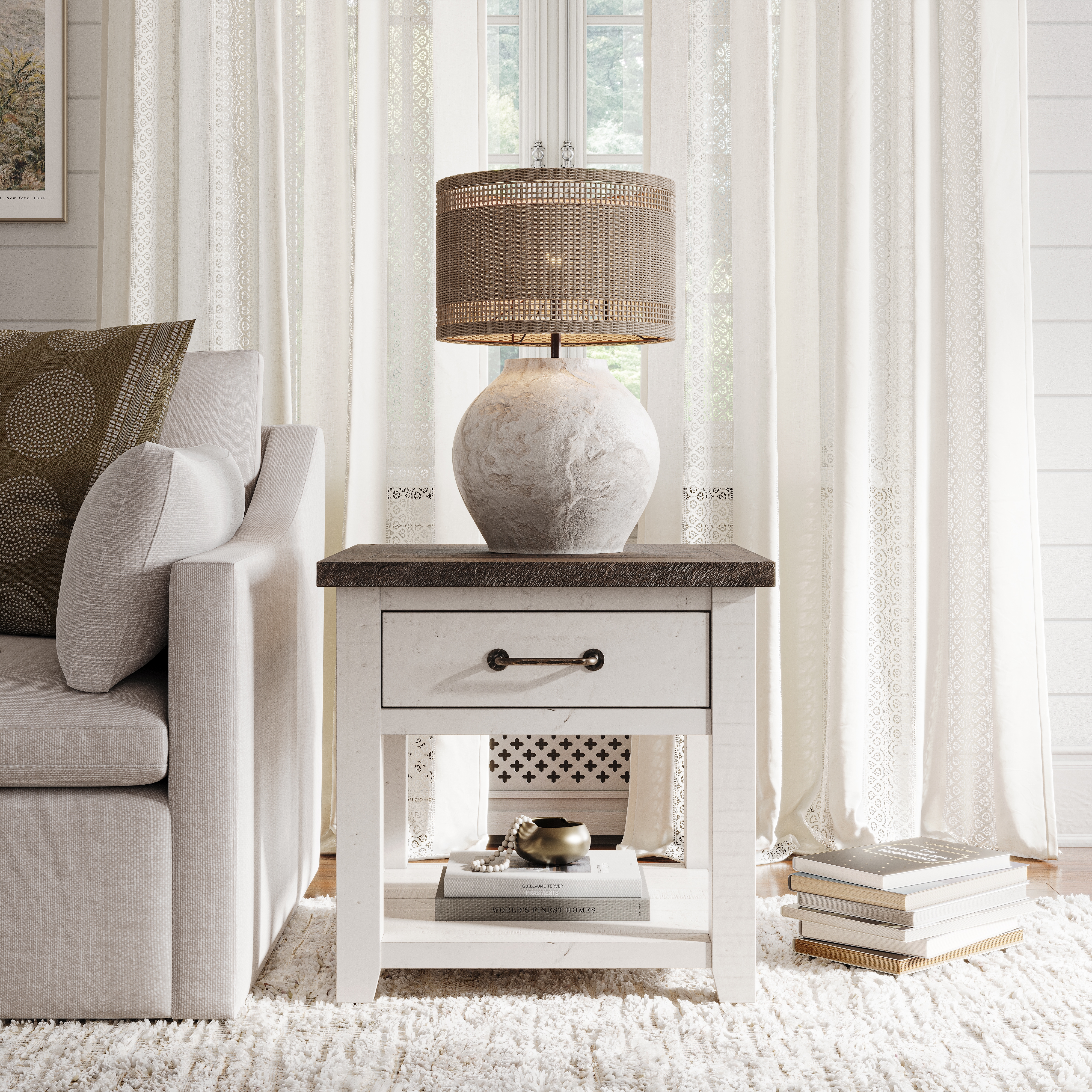 Belfort Essentials Stableview End Table-Vintage White