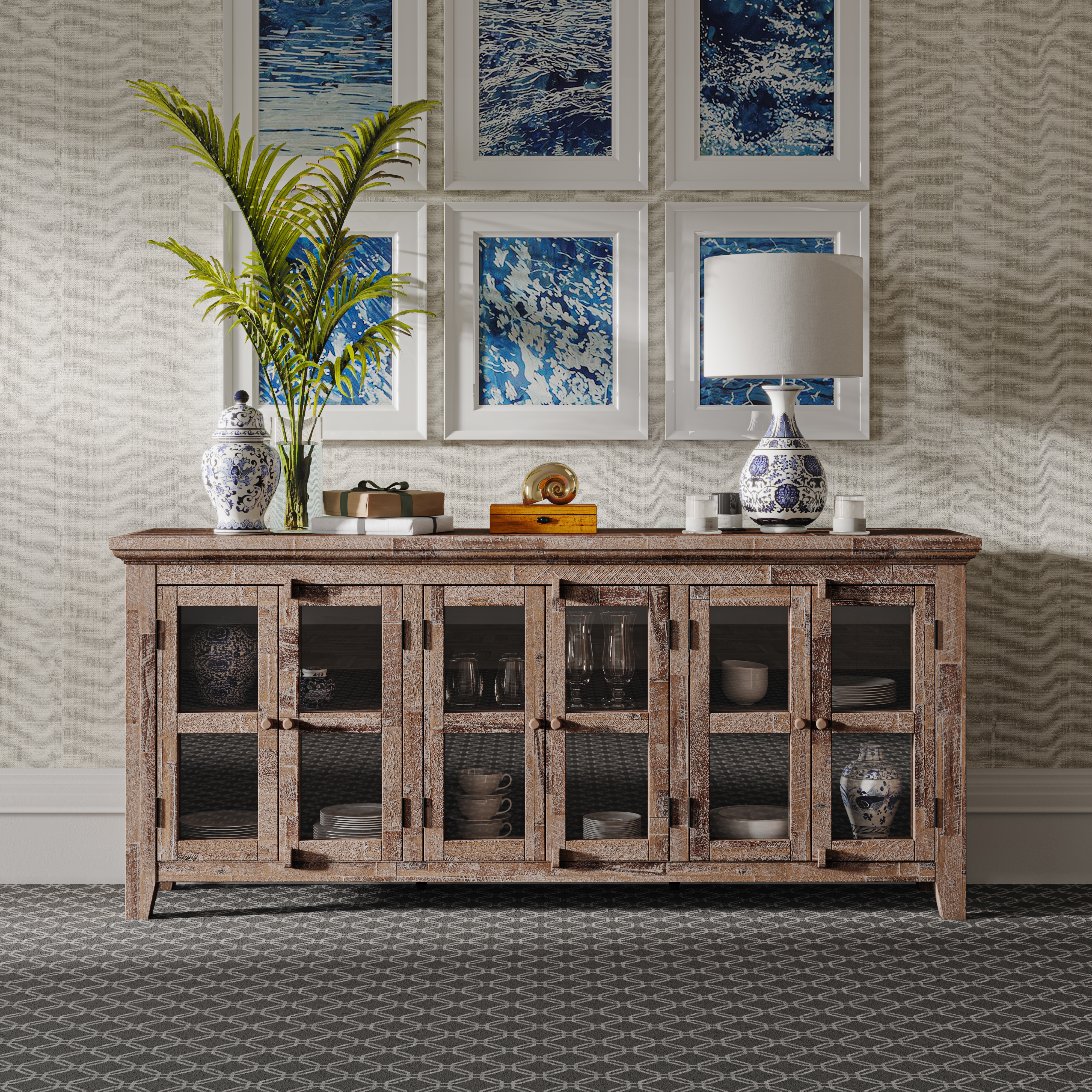 Jofran Rustic Shores 6 Door Low Cabinet
