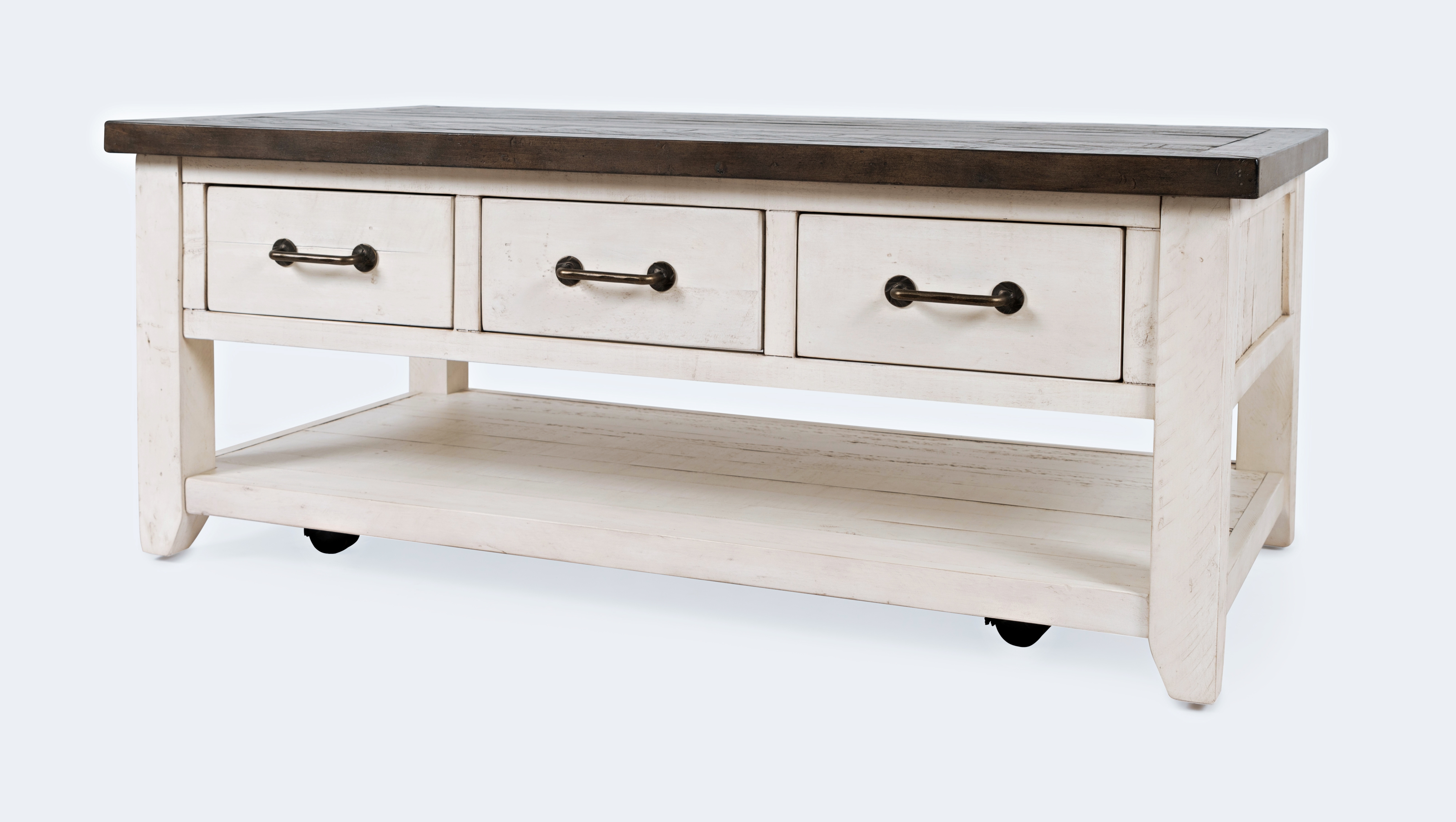 3 Drawer Cocktail Table-Vintage White