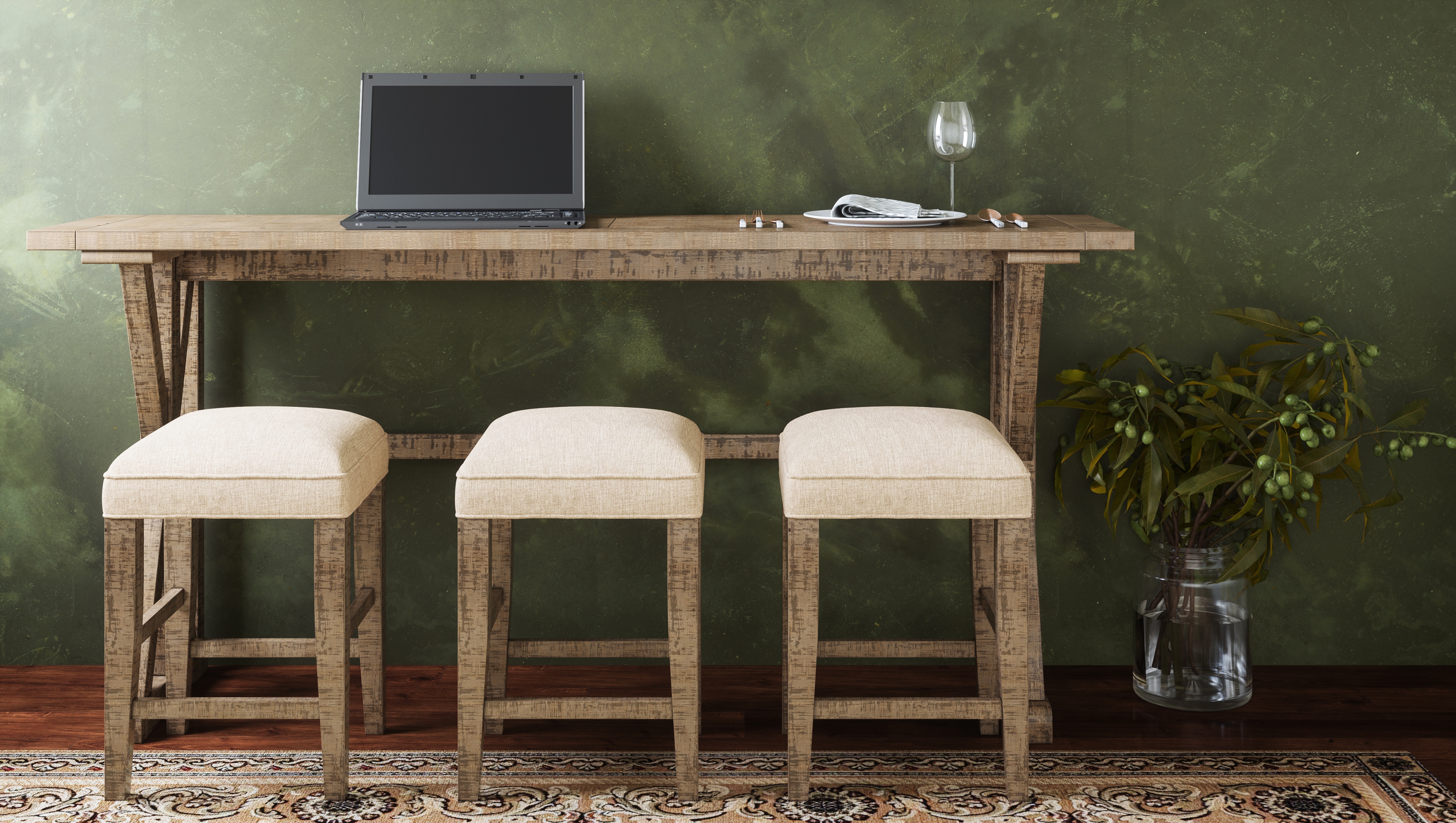 Jofran Carlyle Crossing Sofa Counter Height 4PC Set