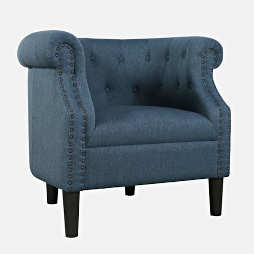 Lily Transitional Upholstered Accent Chair with Nailhead Trim - Blue