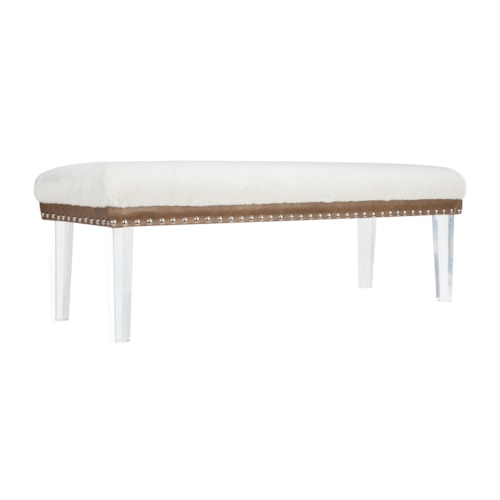 Brianna Faux Fur Accent Bench with Nailhead Trim -Snow