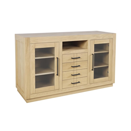 Contemporary 50" Accent Cabinet with Glass Panel Doors