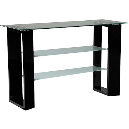 Contemporary Sofa Table with Glass Tabletop