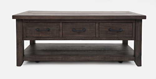 Rustic 3-Drawer Cocktail Table