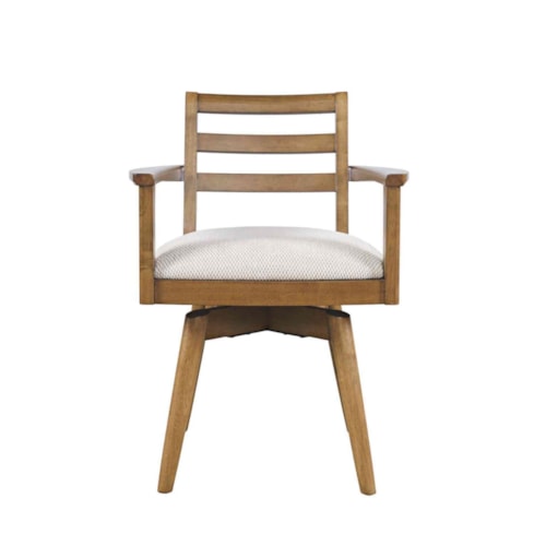 Transitional Swivel Dining Chair with Ladder Back