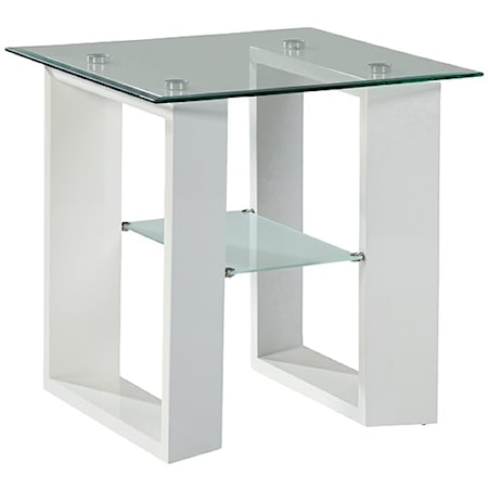 Contemporary End Table with Glass Tabletop