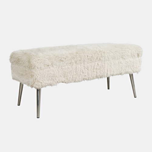 Huggy Faux Fur Accent Bench with Storage - Sand